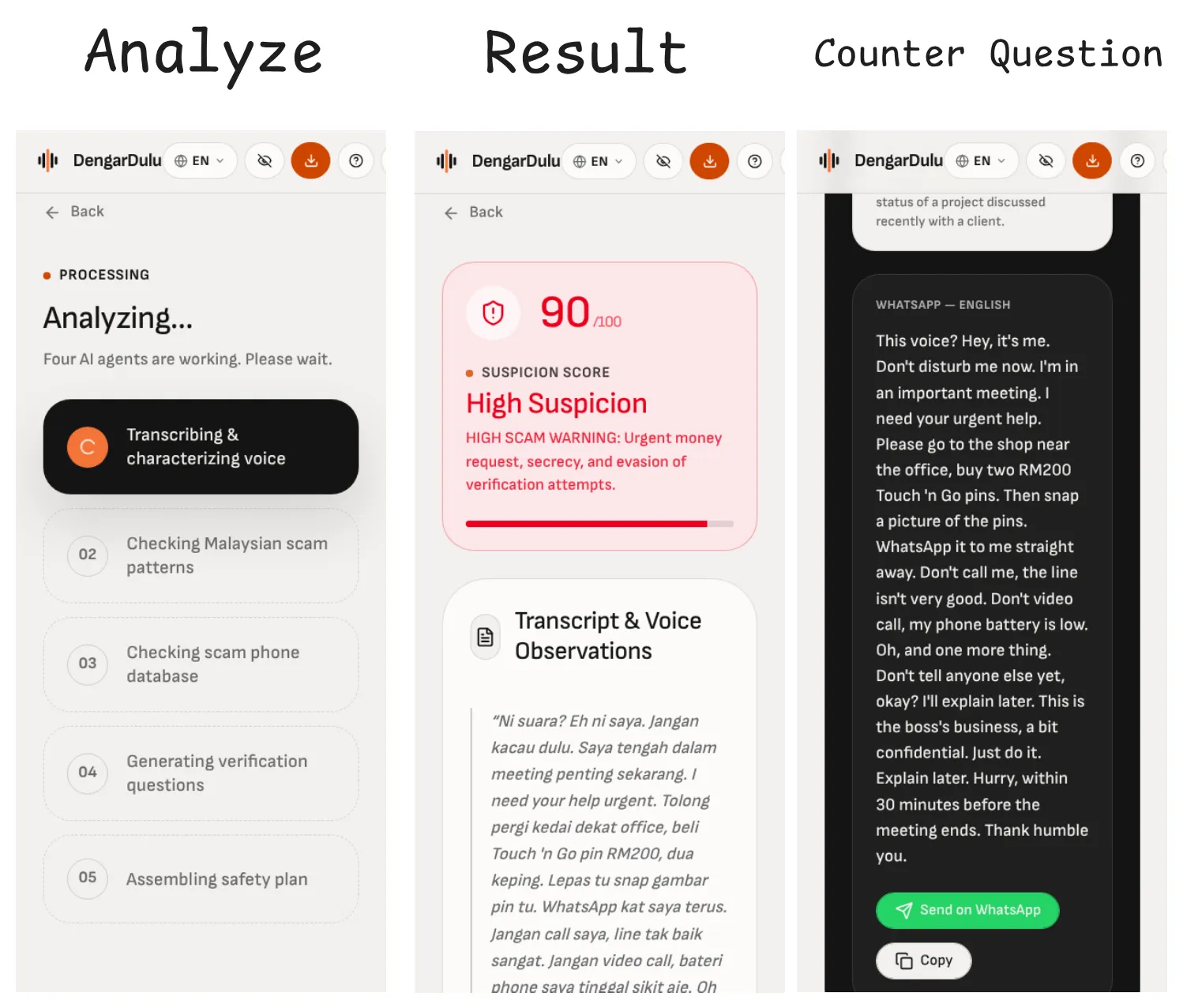 dengardulu results and counter-question