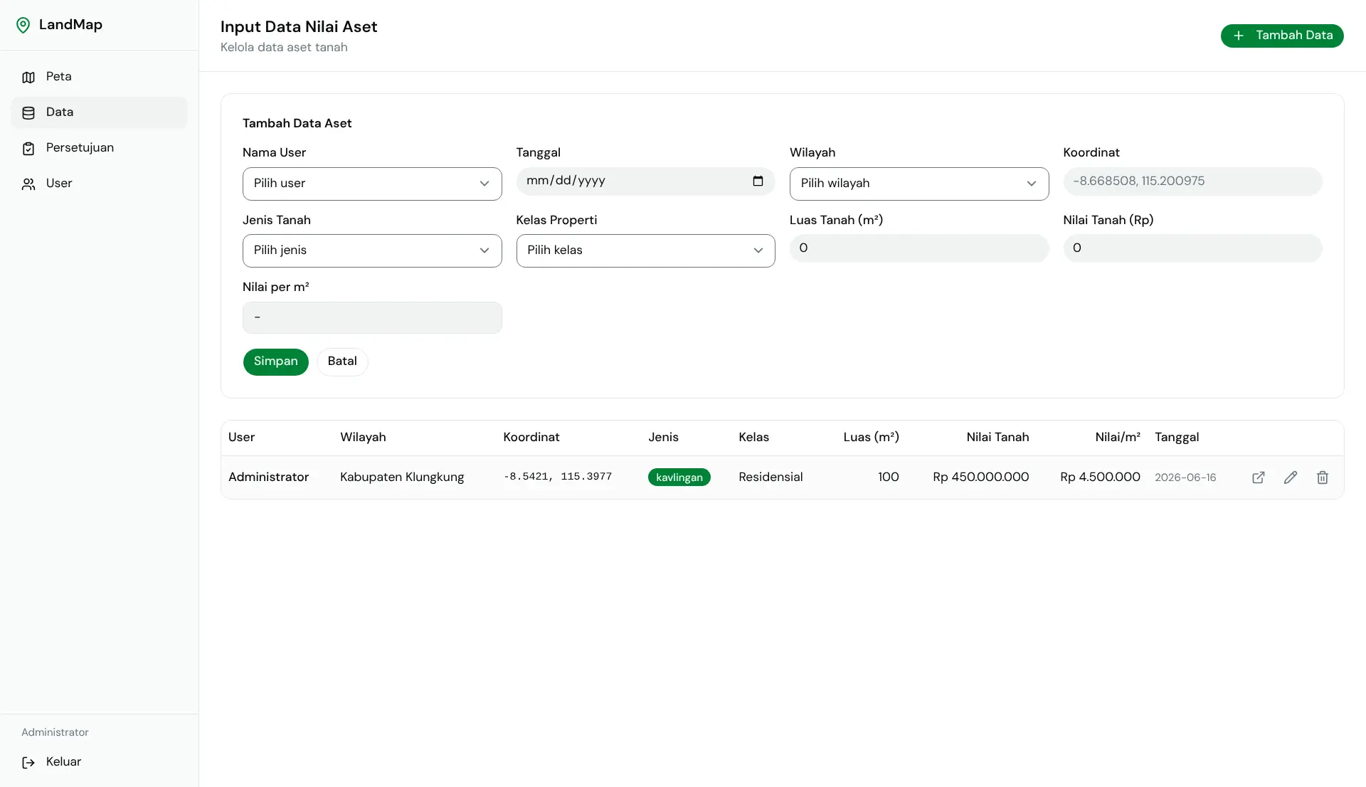 landmap data entry